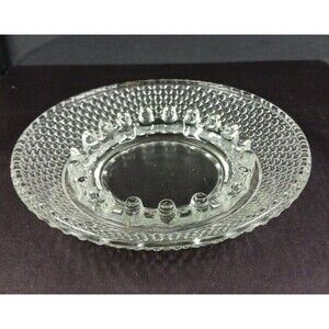 VTG Anchor Hocking Hobnail Bubble Clear Glass Ashtray Candle Tray 6 in MCM